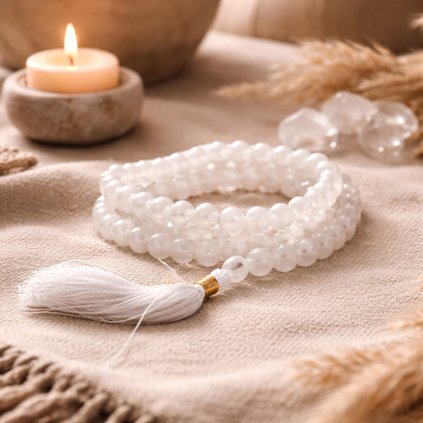 Mala Agaat Wit 108 Kralen Mantra Tellen
