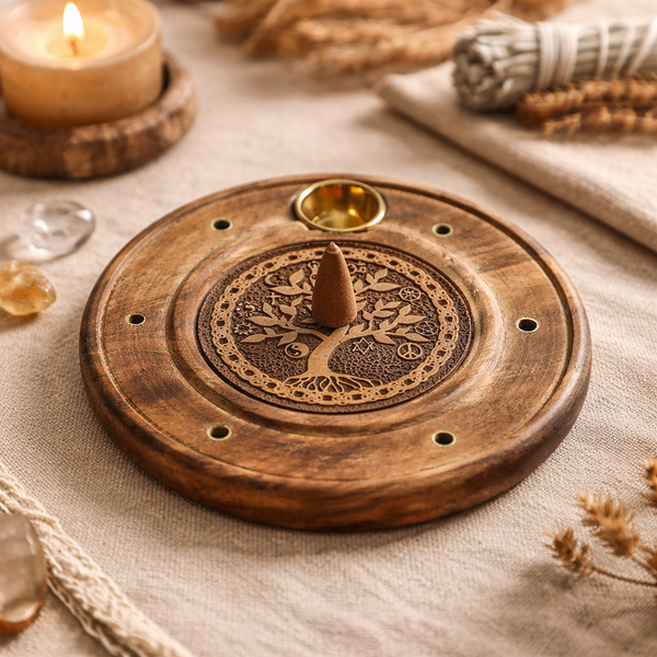 Wierook- En Kegelbrander Met Tree Of Life Decoratie Van Papri Hout