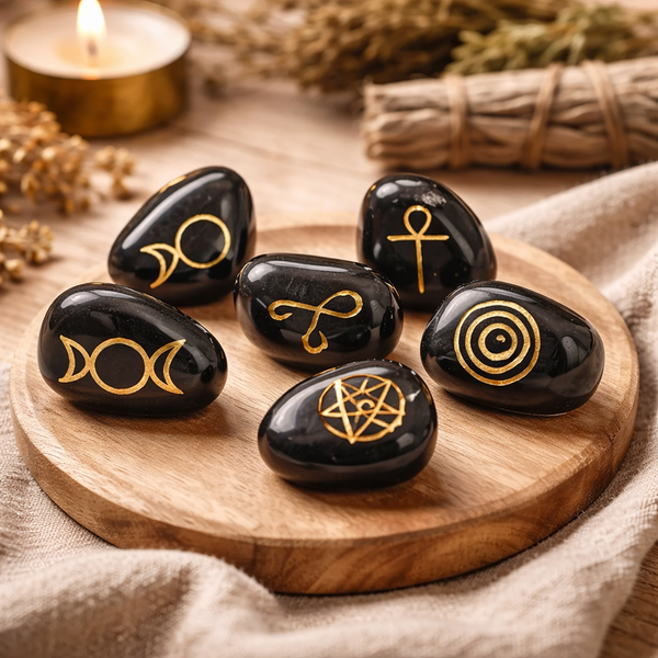 Wicca Symbolenstenen Agaat Zwart Set Van 6