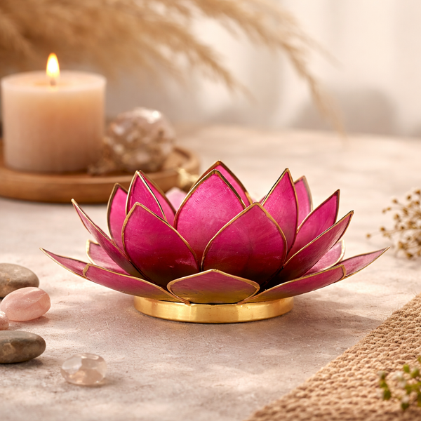 Sfeerlicht Lotus Capiz Schelp Groen Roze Tweekleurig