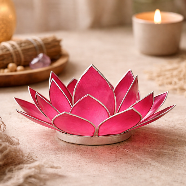 Sfeerlicht Lotus Roze Zilverrand