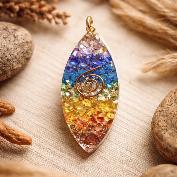 Orgonite Hanger Chakra Koperen Spiraal Ovaal Edelstenen