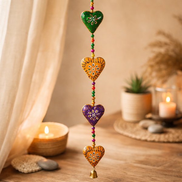 Decoratieve Slinger Hartjes Kunststof 90 cm Met Belletje