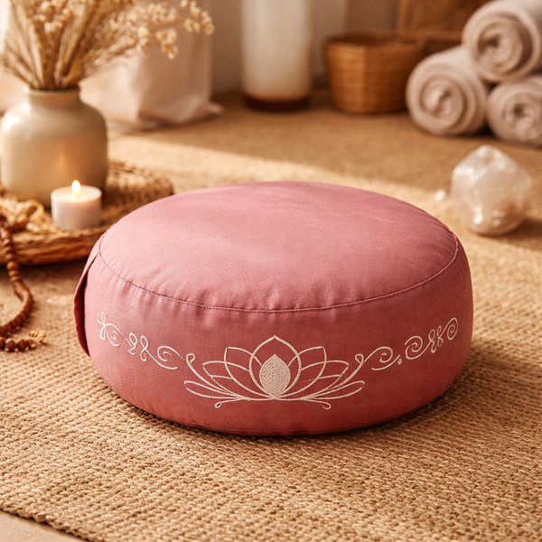 Meditatiekussen Lotus OCS 100 Biologisch Katoen Oudroze 33x17 cm