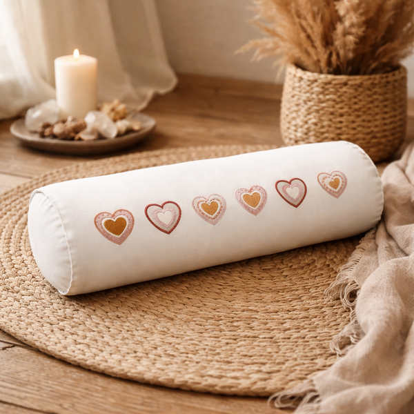 Bolster Wit Harten OCS 100 Biologisch Katoen 60x16 cm 2300g