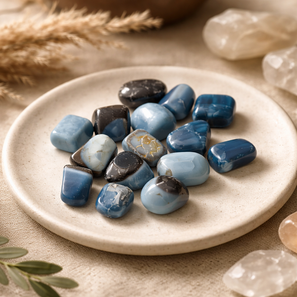 Blauwe Opaal Trommelstenen ±1,5-3,5 cm ±250 g