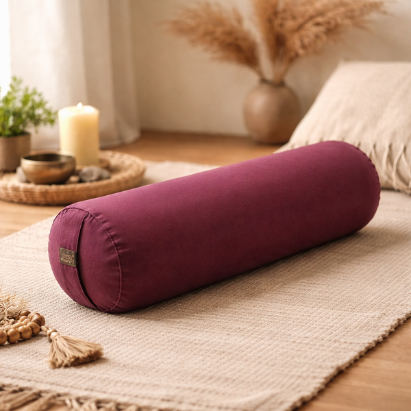 Bolster Rond Yogi & Yogini OCS Biologisch Katoen Licht Aubergine 60x16cm