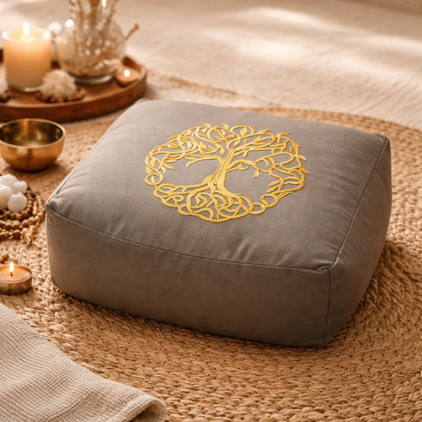 Meditatiekussen Bolster Levensboom Biologisch Katoen OCS 38x28x13 cm