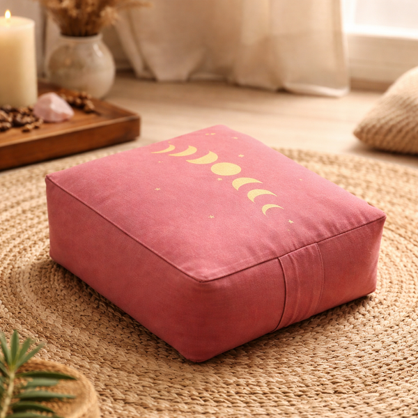 Meditatiekussen Bolster Maanfasen Biokatoen OCS 38x28x13 cm