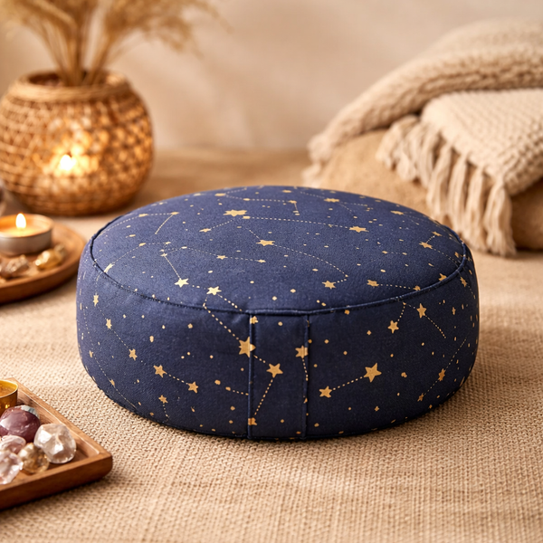 Meditatiekussen Sterrenhemel Donkerblauw Biokatoen OCS 33x17 cm 2100g