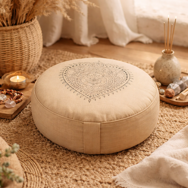 Meditatiekussen Hart OCS 100 Biologisch Katoen Beige 33x17 cm