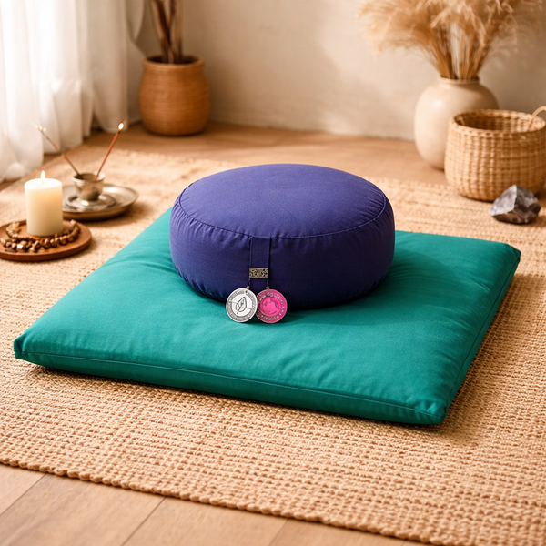 Meditatie Set Biokatoen Groen Indigo 65x65x5 cm