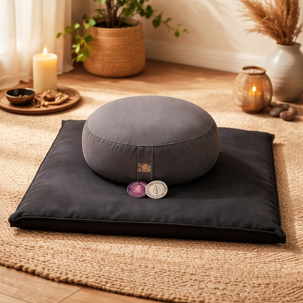 Meditatie Set Biokatoen Antraciet Zwart 65x65x5 cm