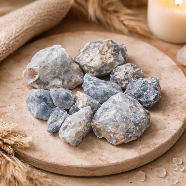 Ruwe Blauwe Calciet Steen ±500g ±2-8cm