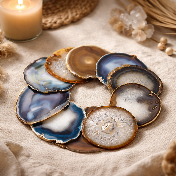 Agaat Schijf Naturel Diameter 12-14 cm Hoogte 5-7 mm