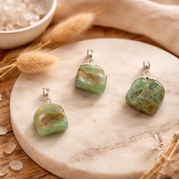 Chrysopraas Edelsteenhanger Met Oog En Kapje ±2-3cm