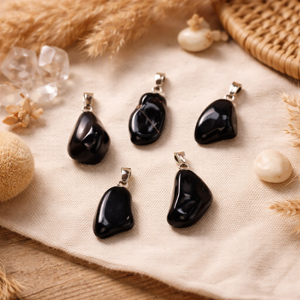 Edelsteenhanger Zwarte Onyx Met Geboord Oogje ±1-2.5cm