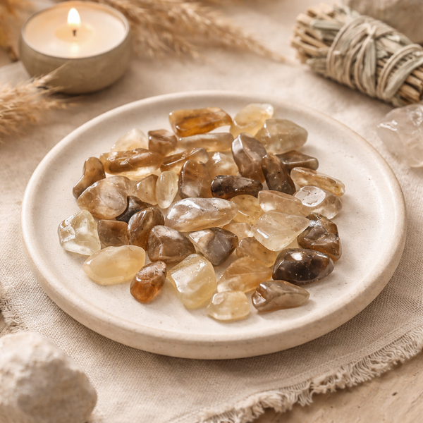 Citrien Natuurlijk Trommelstenen ±500g ±2x3cm