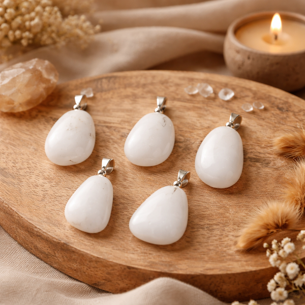 Melkkwarts Edelsteenhanger Met Geboord Oogje ±2cm