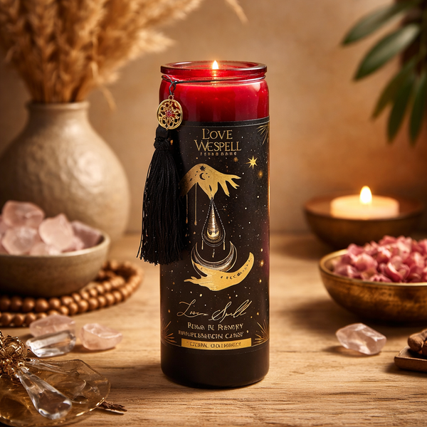 Manifestatiekaars Love Spell In Glas Met Kwast 300g