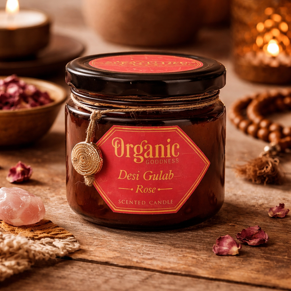 Organic Goodness Kaars Etherische Olie Desi Gulab Roos Sojawas 200g
