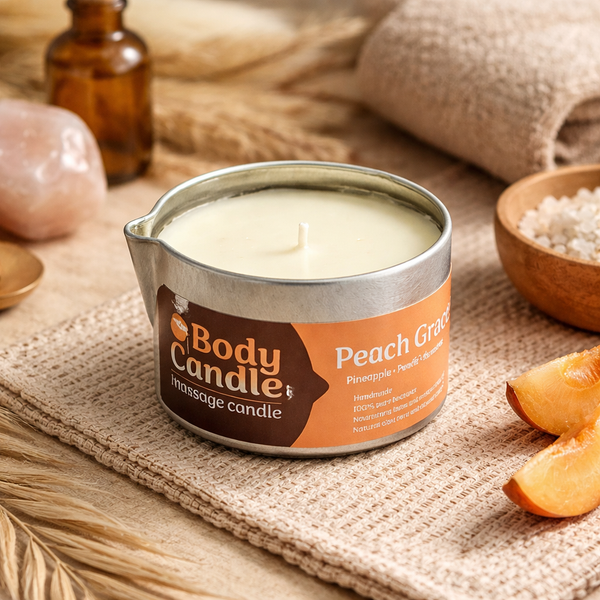 Massagekaars Peach Grace Met Geur Van Ananas Perzik Rozenhout 100ml