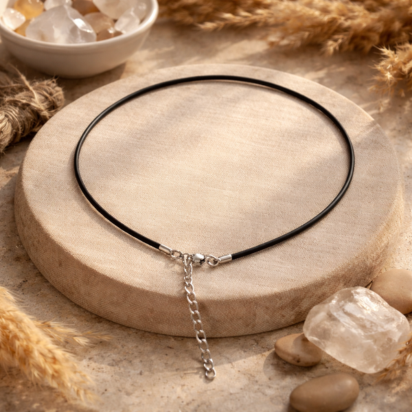 Halsketting Zwart Waskoord met Verlengketting