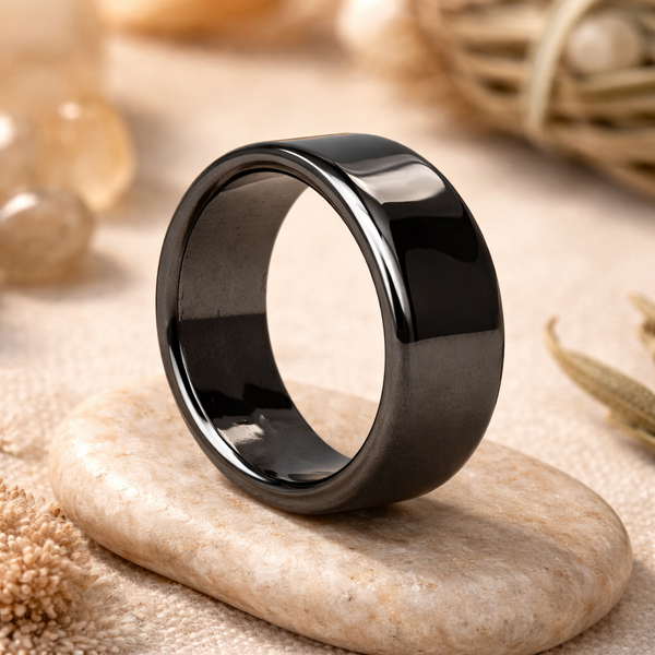 Hematiet Ring Maat 20 Breedte 8 mm