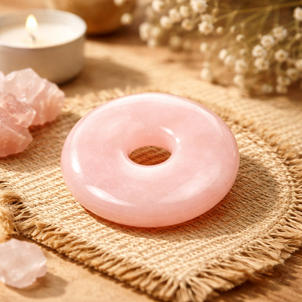 Edelsteen Roze Kwarts Donut (50 mm)