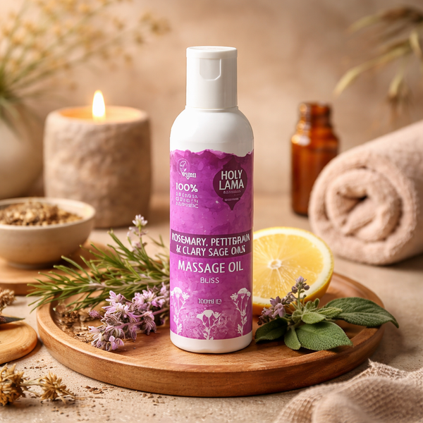 Holy Lama Massage Olie Ayurvedische Bliss Rozemarijn Muskaatsalie Citroen 100 Ml