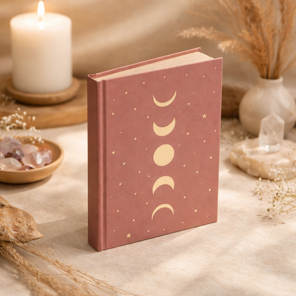 Notitieboek Maanfasen En Sterren Hardcover Gerecycled Papier Oudroze 15x21 cm
