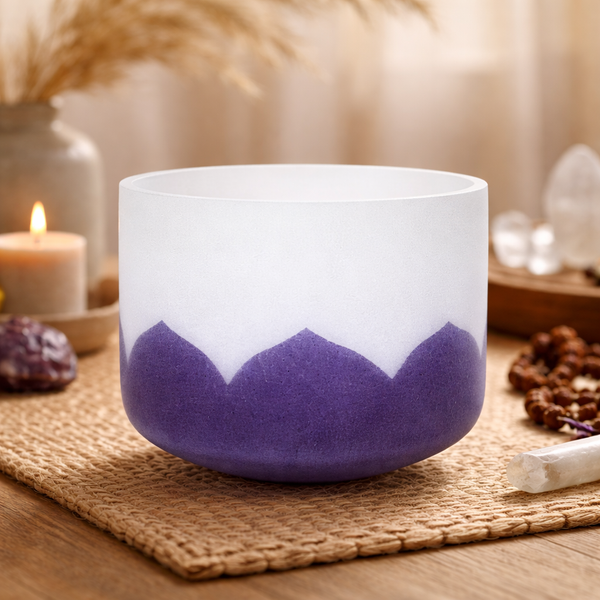 Kristallen Klankschaal Lotus Chakra 6 Ajna A-toon Indigo 30cm 432Hz