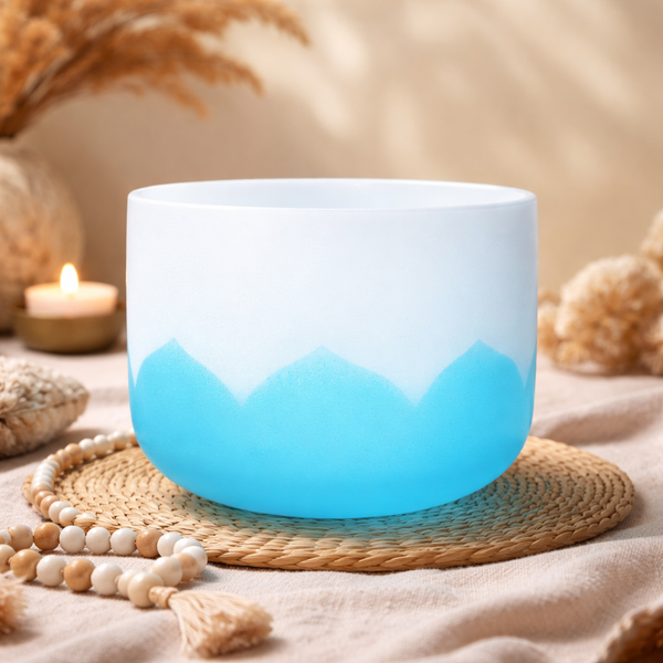 Kristallen Klankschaal Lotus Chakra 5 Vishudda G-toon Lichtblauw 30cm 432Hz