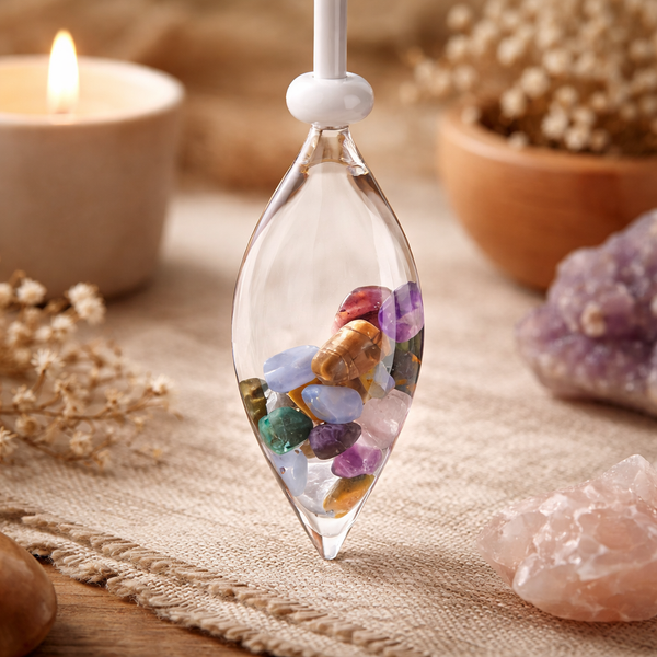 VitaJuwel Edelsteenstaaf 5 Elements Amethist Chalcedoon Versteend Hout Rozenkwarts Oceaan Jaspis 33 cm