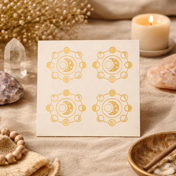 Metalen Sticker Maanfasen Verguld 4x 4cm