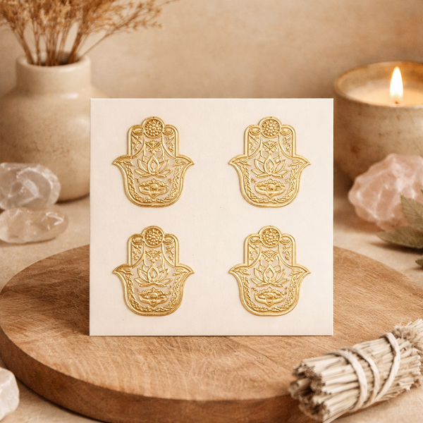 Metalen Sticker Fatima's Hand Verguld 3,5 cm 4x
