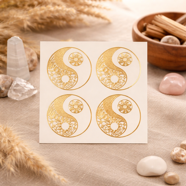 Metalen Sticker Yin Yang Verguld 4x 4cm