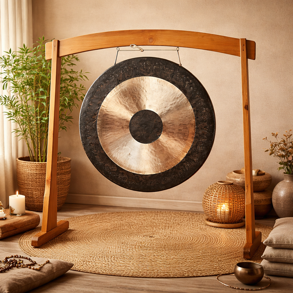 Gongstandaard Houten Dennenhout Mat Gelakt ±130x41x128cm