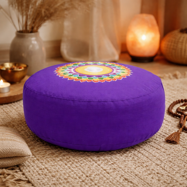 Meditatiekussen Yogi & Yogini Rond Katoen Violet 33 x 17 cm