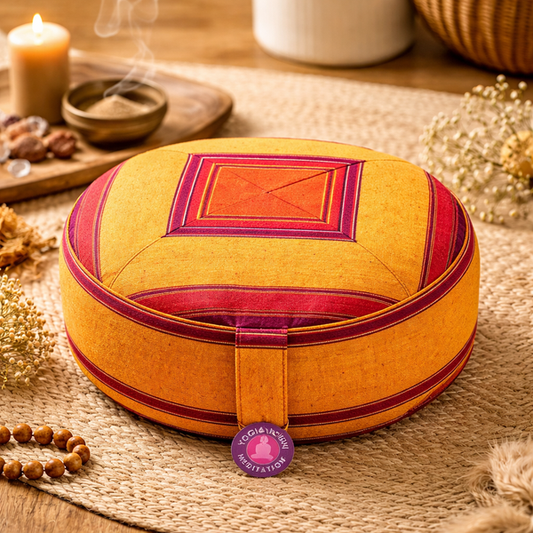 Yogi & Yogini Meditatiekussen Rond Katoen Oranje Rood 33 x 17 cm