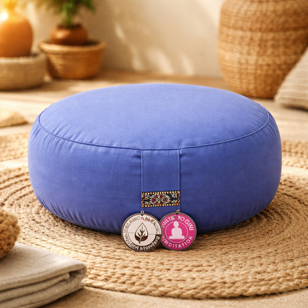 Meditatiekussen Rond Katoen Blauw 33 x 17 cm