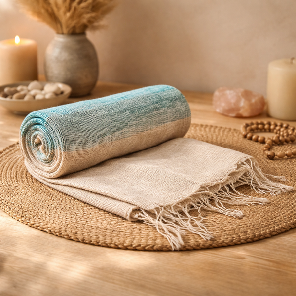 Meditatie Omslagdoek Crème Met Strepen 200 x 80 cm