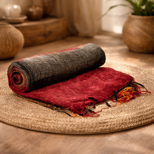 Meditatie Omslagdoek Oranje Met Strepen 200 x 80 cm