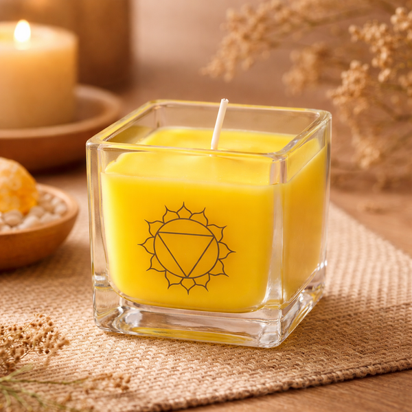 Geurkaars 3e Chakra Bergamot Grapefruit Koolzaadwas Gerecycled Glas