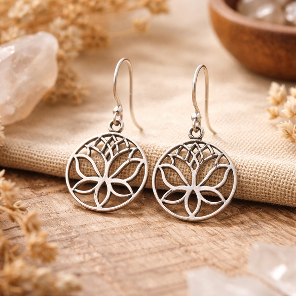 Oorbellen Lotus Messing Zilverkleur
