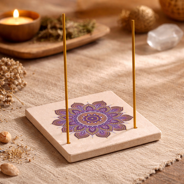 Wierookschaaltje Mandala Bloem Zandsteen Met Digitale Print