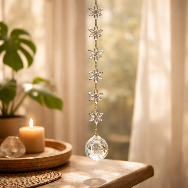Feng Shui Kristal Raamdecoratie Met Zink-Legering Stervormige Schakels