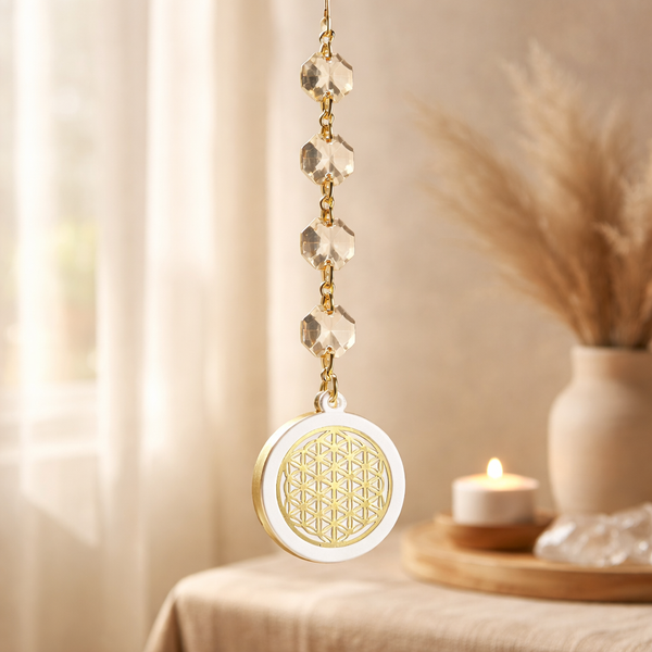 Feng Shui Bloem Des Levens Raamdecoratie Glas Messing Acryl Epoxy Champagne