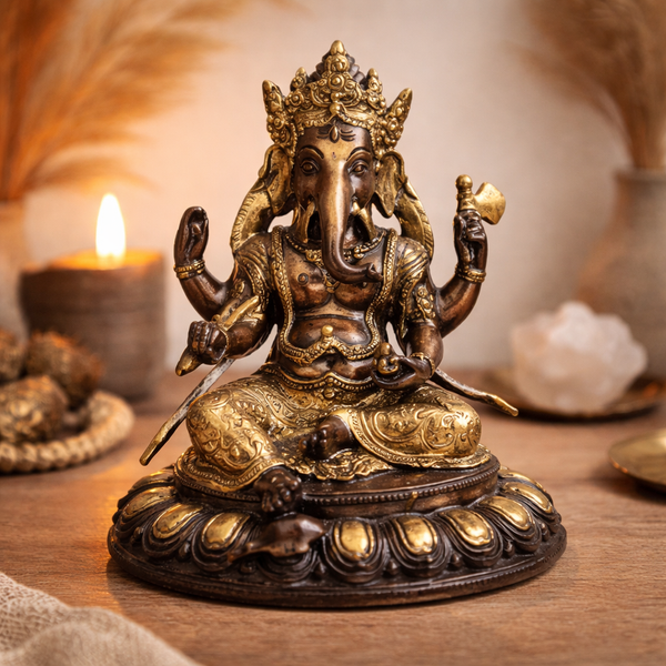Ganesha Godheid Messing Tweekleurig 20 cm