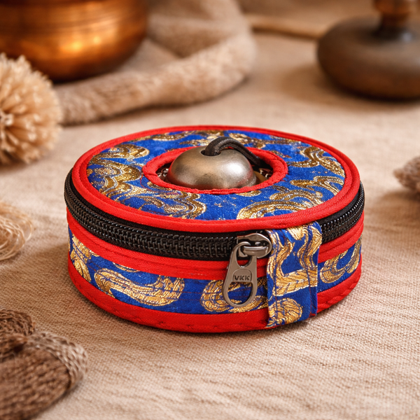 Hoesje Voor Tingsha's Brokaat Katoen Blauw-Rood 6 cm